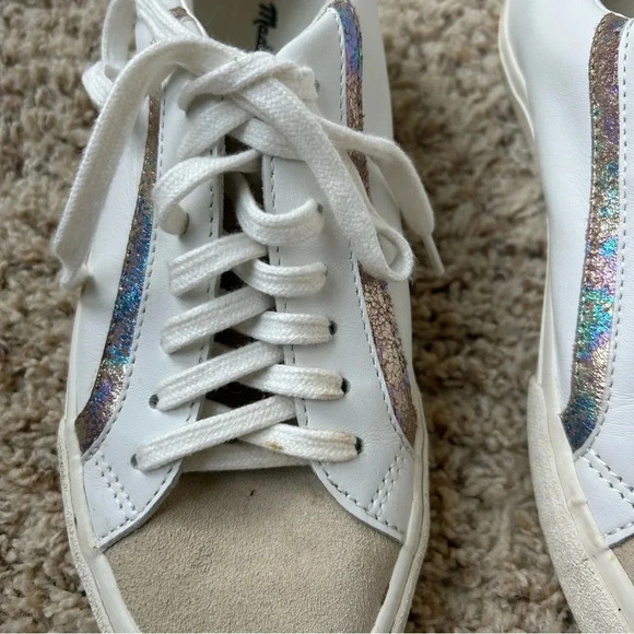 Madewell Sidewalk Low-Top Sneakers in Iridescent Leather Size 7 - Picture 4 of 12